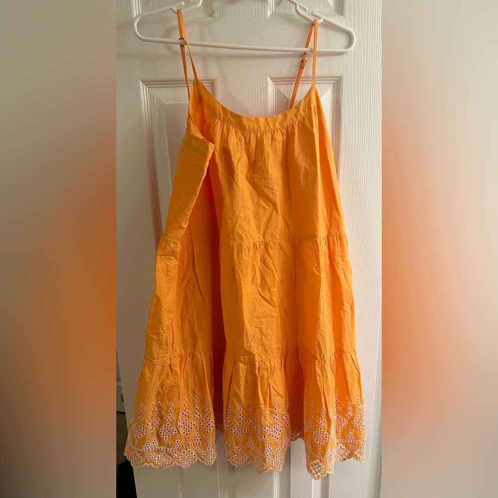 Loft Summer Orange Embroidered Dress Size Medium
